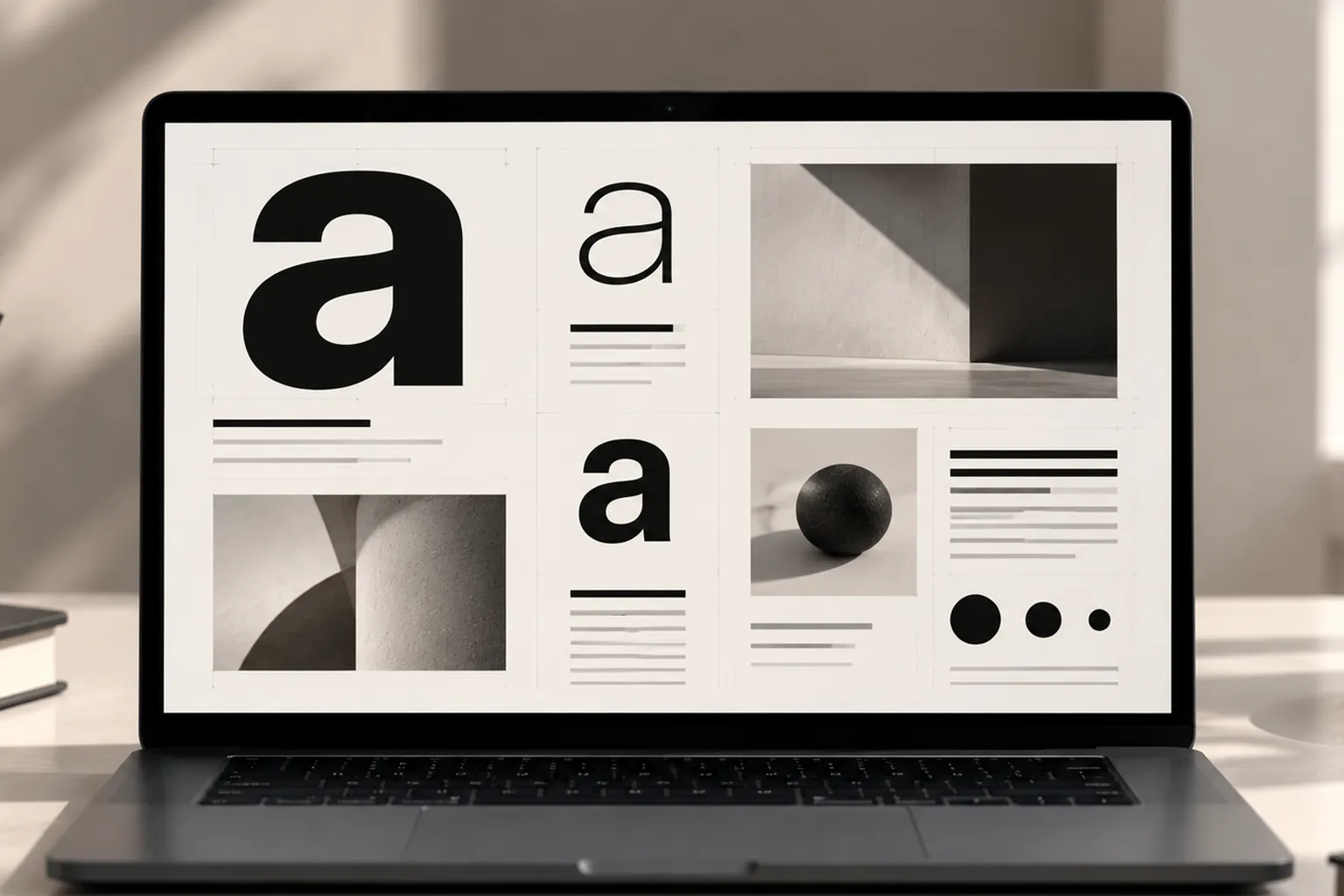 One typeface creating multiple hierarchy levels through size, spacing and weight